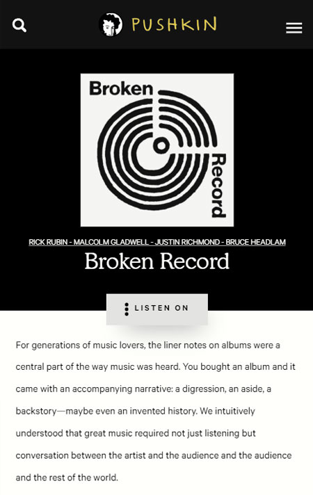 Sección del sitio web de Pushkin