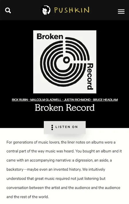 Pushkin's website section Pushkin's website section