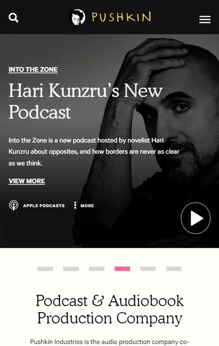 Pushkin's website section Pushkin's website section