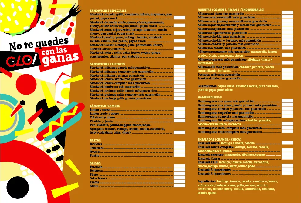 Imagen del menú de CLO!