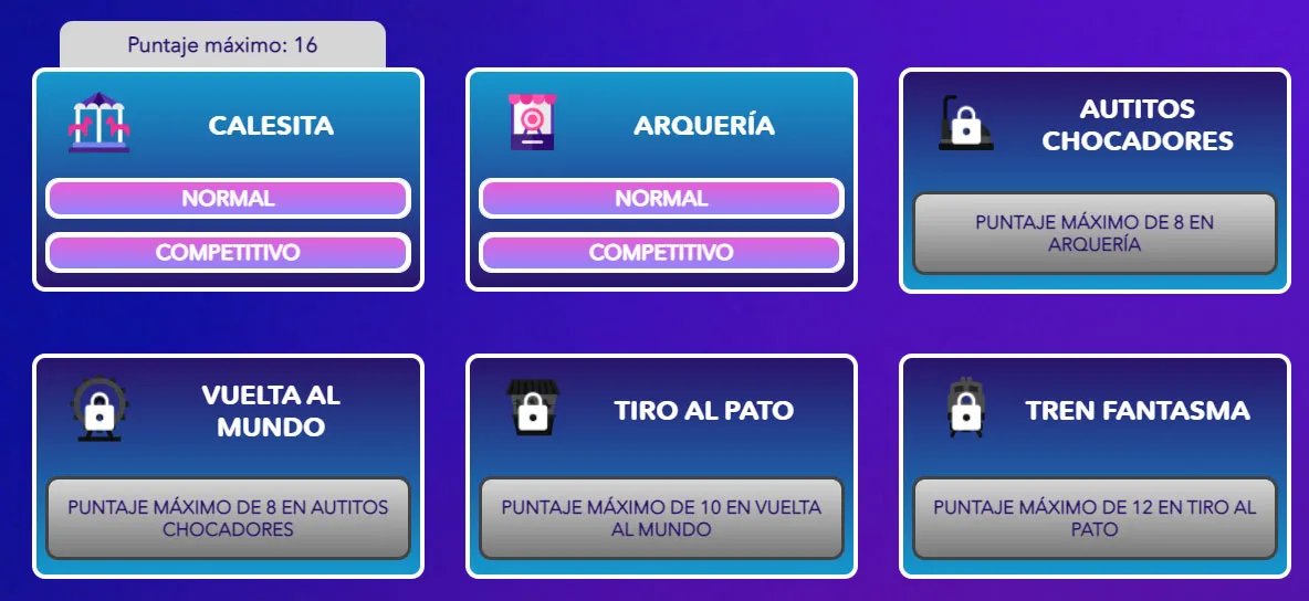 Stage selector screen Stage selector screen