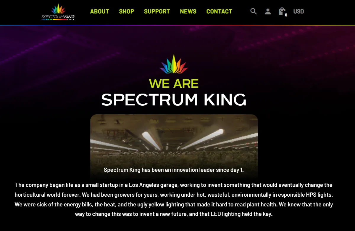 Página principal del sitio de Spectrum King